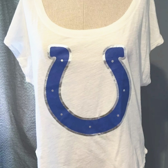 VS Victoria Secret PINK Off The Shoulder LIMITED EDITION NFL Bling Tee M L Top - Picture 10 of 16